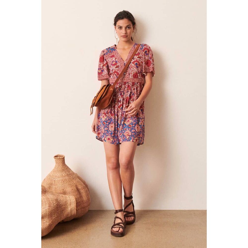 ba&sh Valia Dress Floral Short Sleeve Mini Dress S - Picture 2 of 10